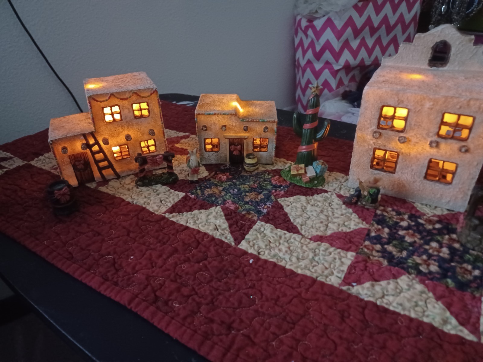 Adobe Southwestern Lighted Christmas Village Set Battery Operated