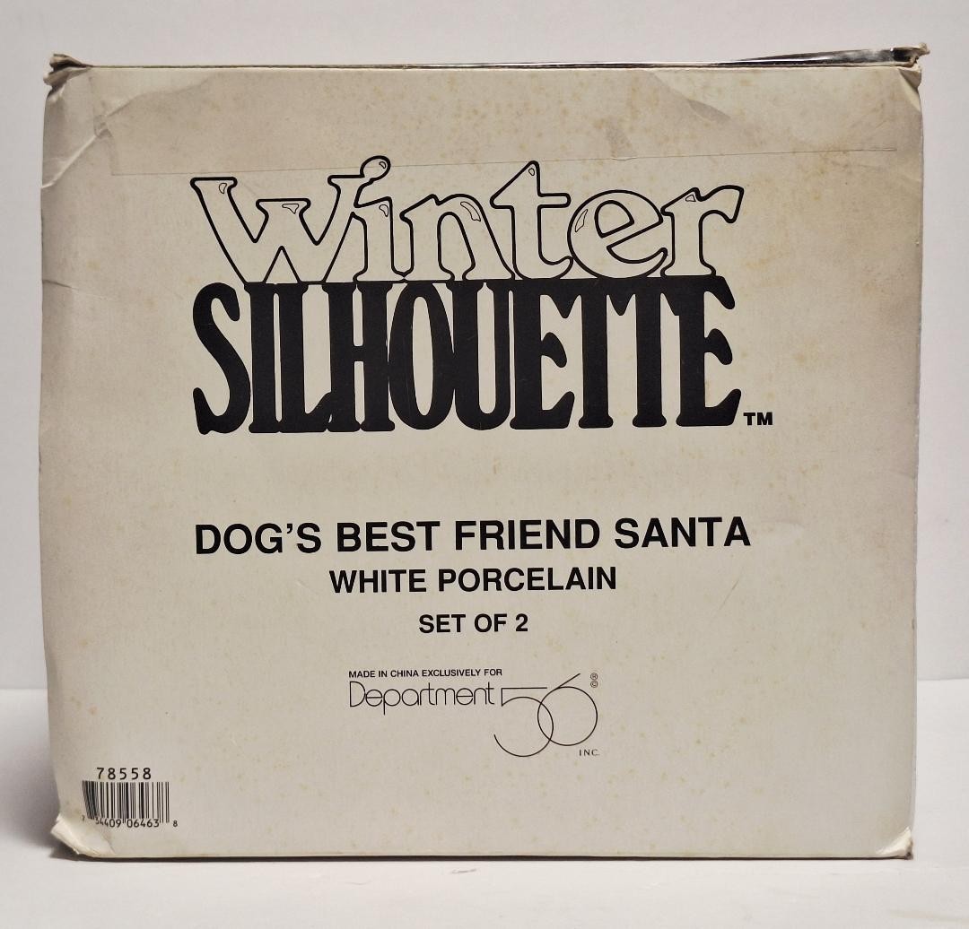 Department 56 Winter Silhouette Dogs Best friend Santa with Styrofoam clamshell