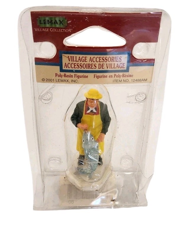 Lemax FISHERMAN Poly-Resin Figurine Christmas Figure Set 2001 12488