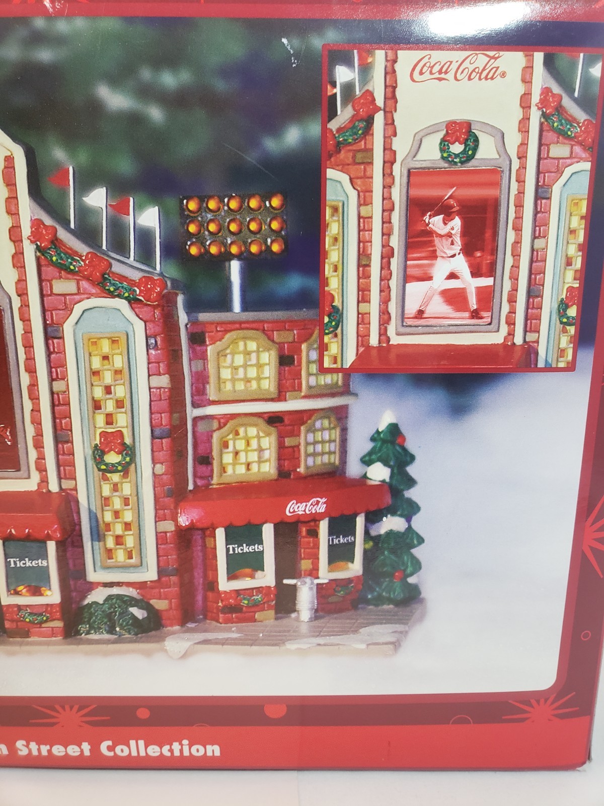 Coca Cola Main Street Collection 2007 Lighted Baseball Football Stadium New