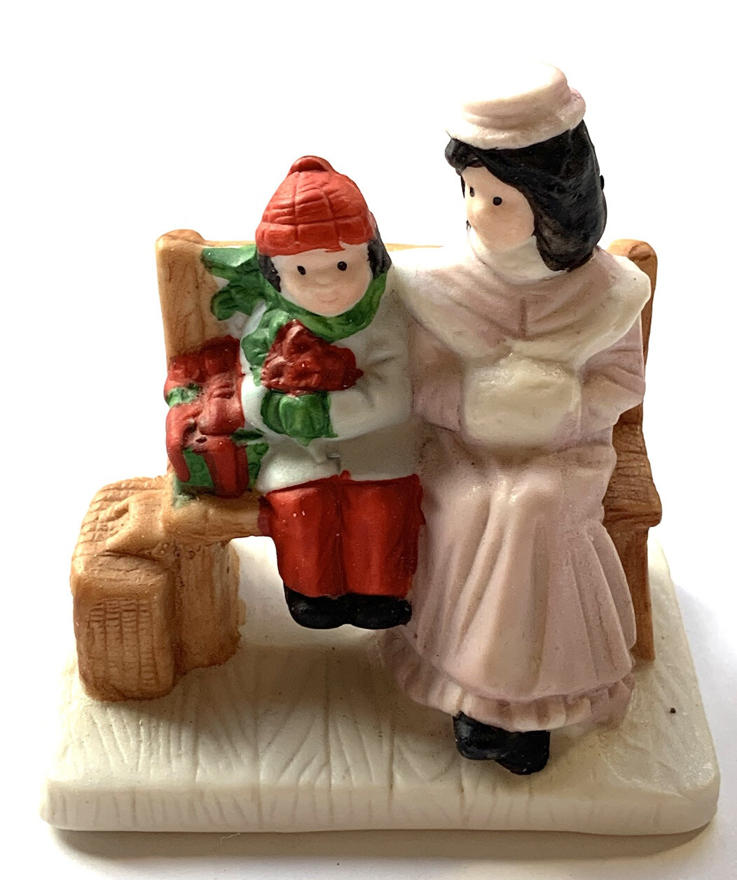 Traditions porcelain Victorian village replacement mom & Child on bench 1992
