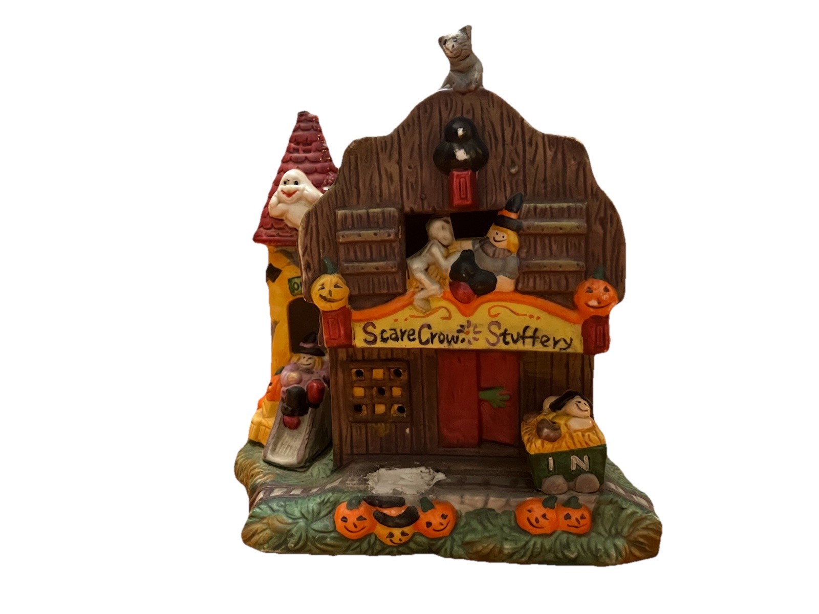 Scarecrow Stuffery Ceramic House Halloween Decor Fall Autumn