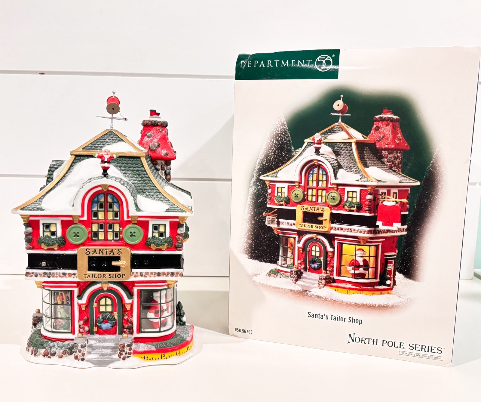 Department 56 Porcelain Santa’s Tailor Shop Lighted Bldg – North Pole Series