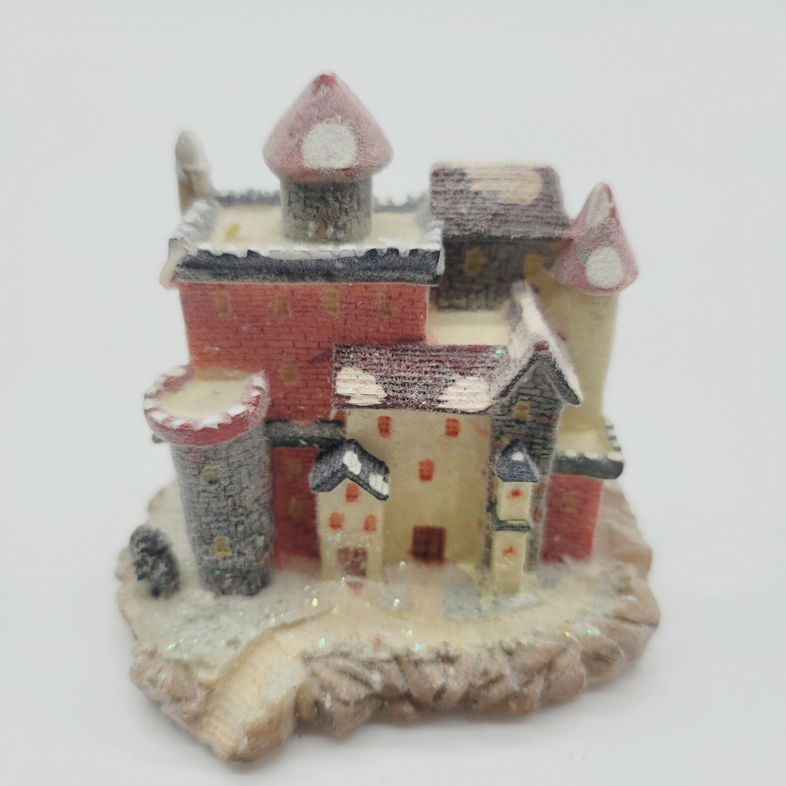 Vintage K’s Collection Christmas House 3.5″ T X 3.5″ W Glitter All Over Fuzzy