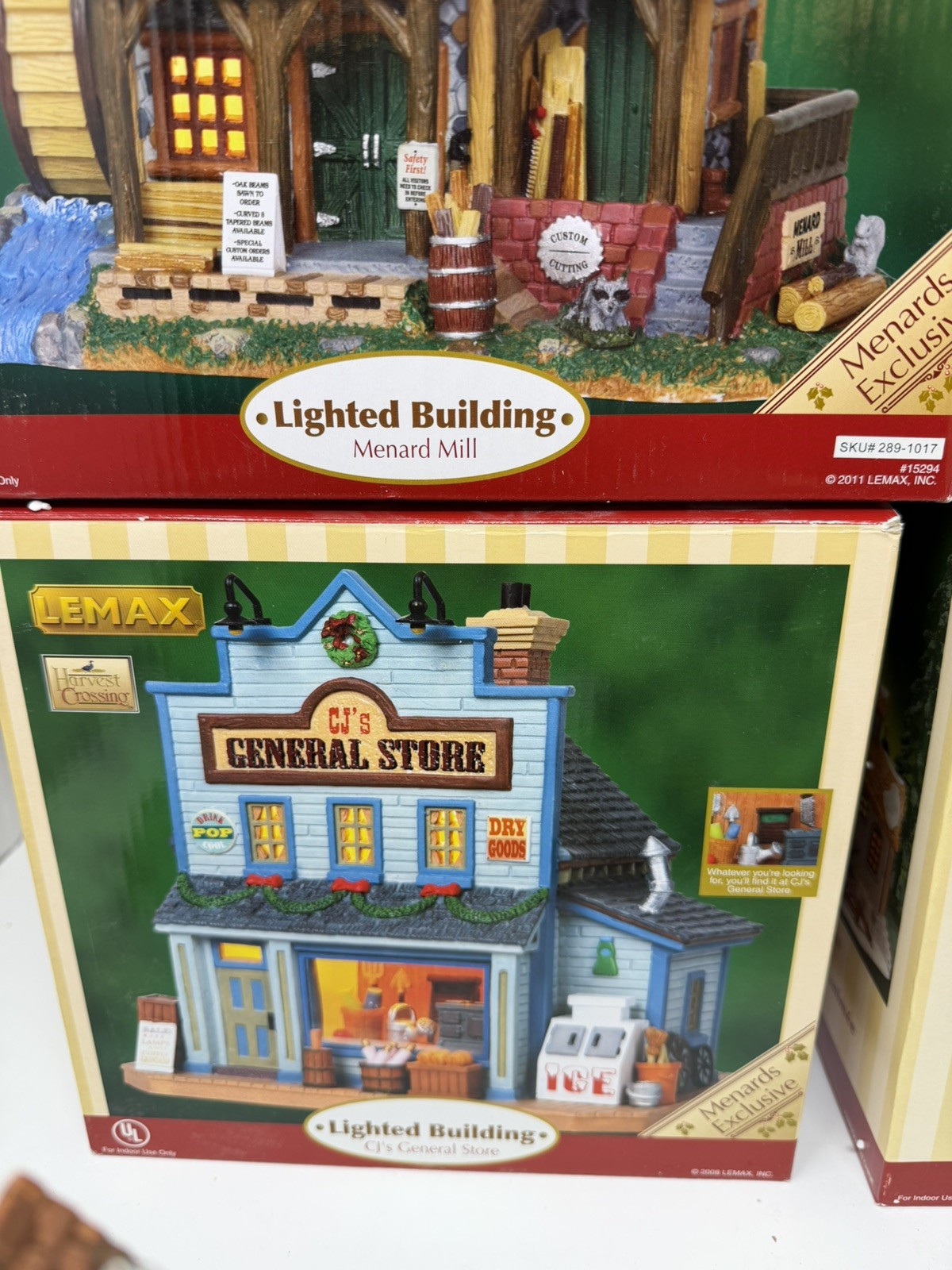 Lot Of 3 Lemax Christmas Village Buildings Menards General Store Windmill