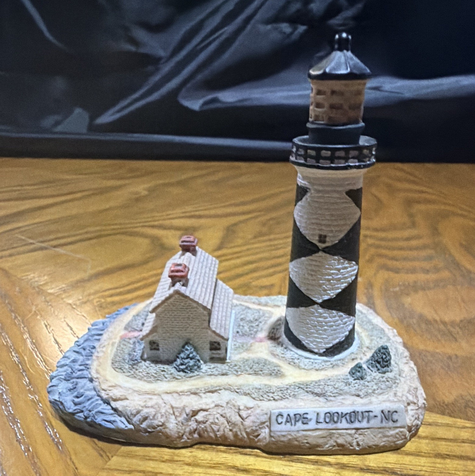 Cape Lookout Lighthouse Miniature Village House Figurine, Multicolor Resin 3D