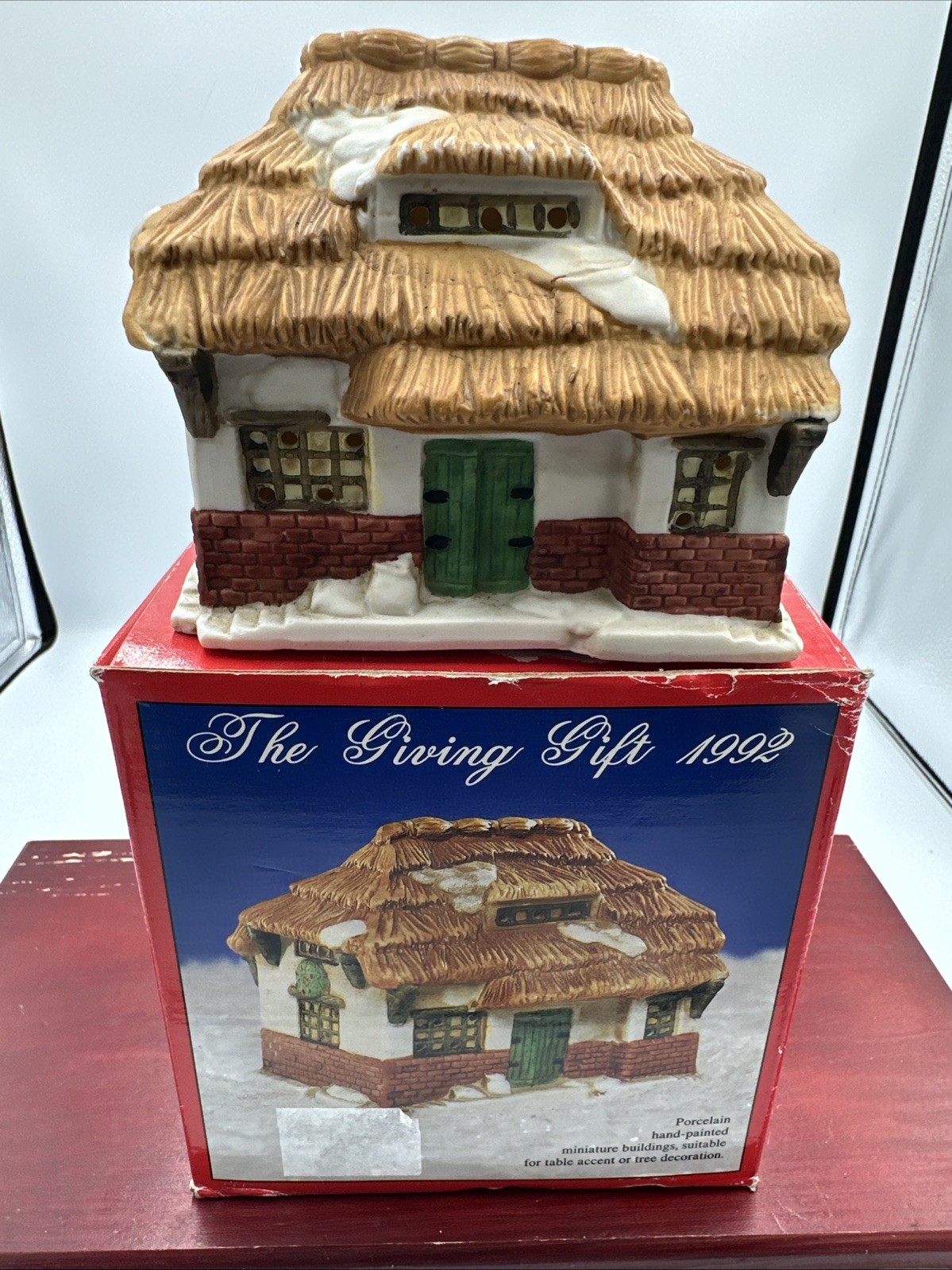 Vintage 1992 “The Giving Gift” Porcelain Christmas Village Cottage House