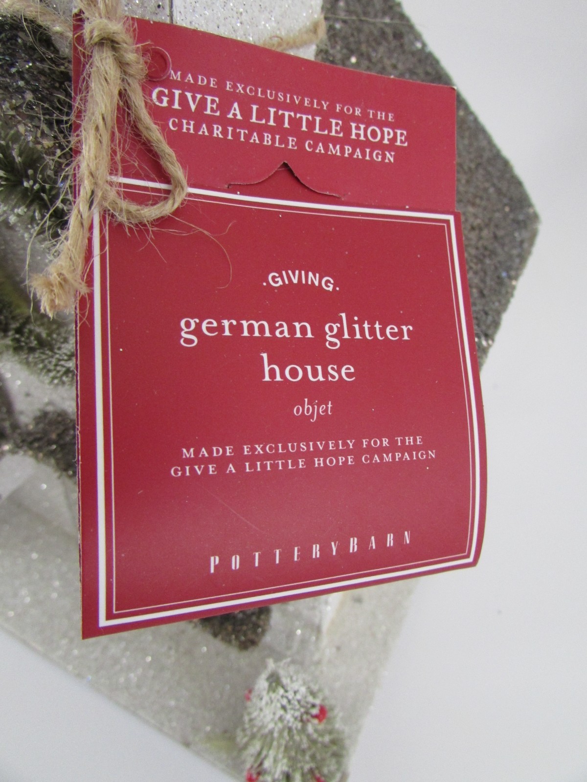 Pottery Barn Christmas Large German Glitter House Church Putz Style NWT