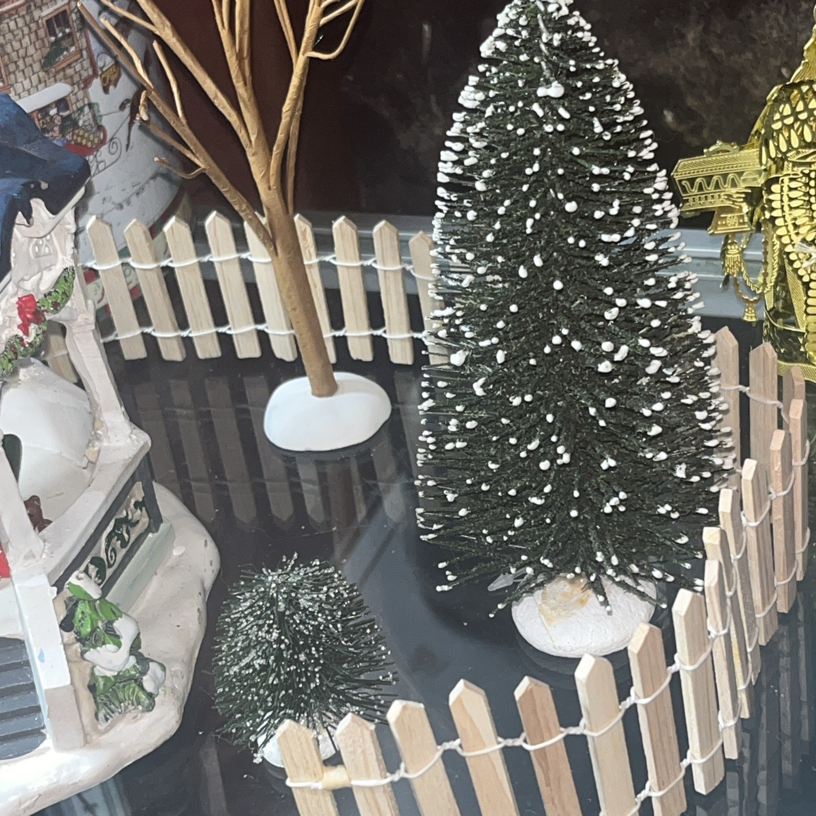 HOLIDAY TIME SANTA’S GAZEBO “ Visit With Santa” Picket Fence, Christmas Trees
