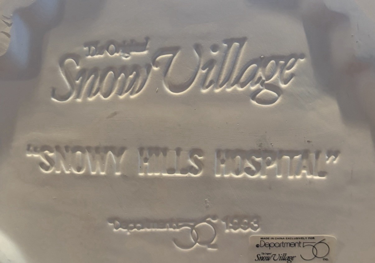Department 56 Christmas Original Snow Village Snowy Hills Hospital #54488