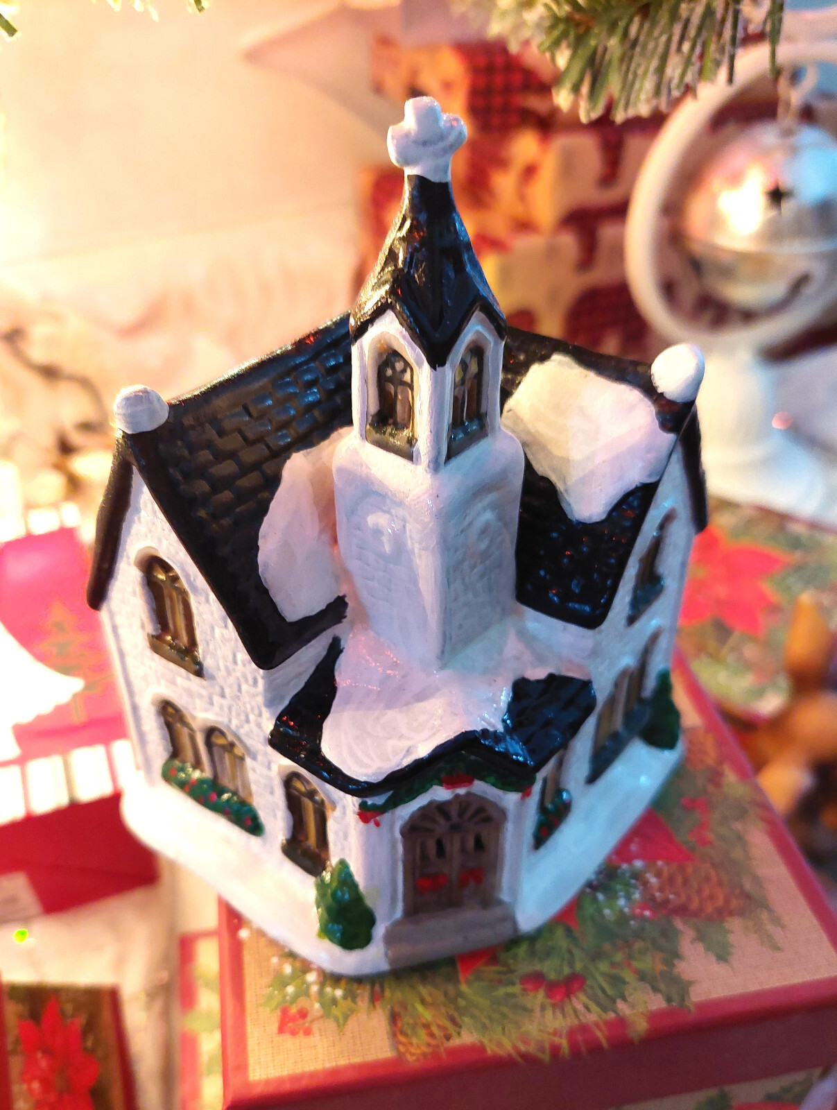 Christmas Village & Miniature Tree Lot Church Post Office Barn Bakery