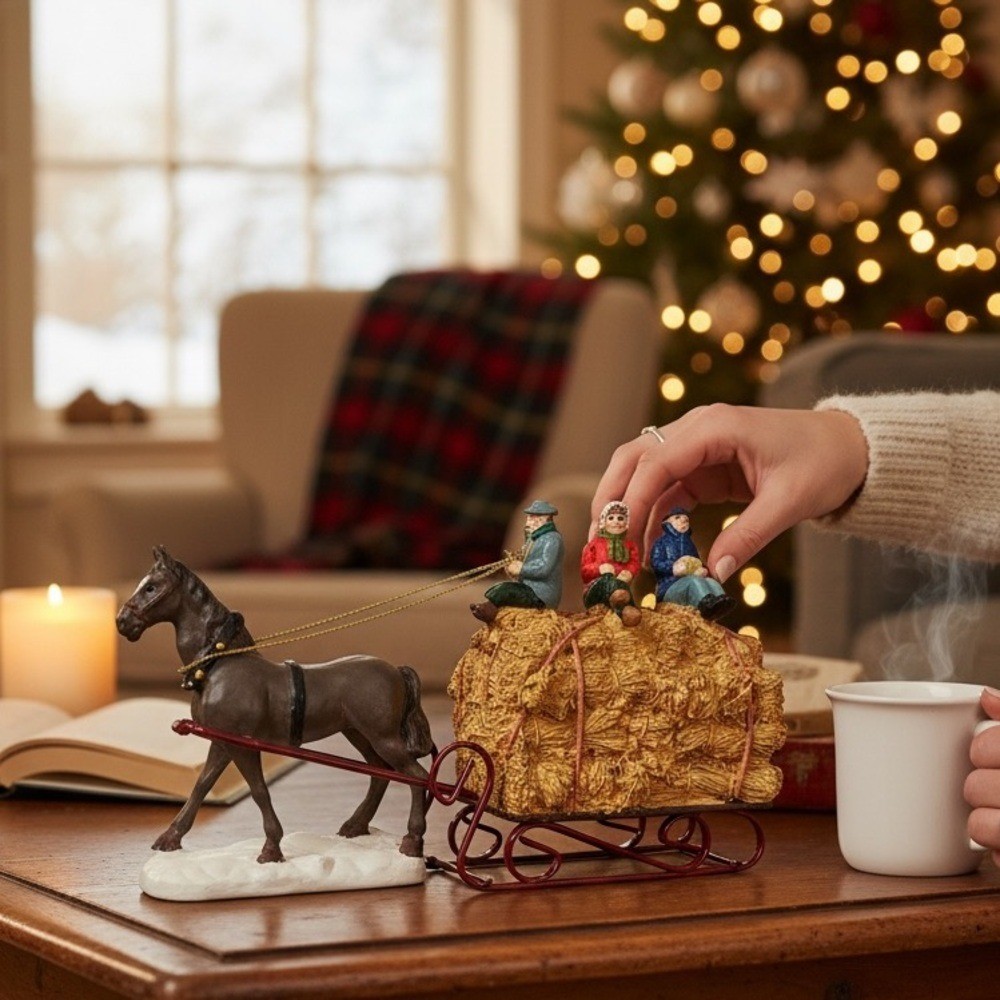 Santa’s Best Christmas In Vermont Horse Sleigh Village 1994 Holiday Decor