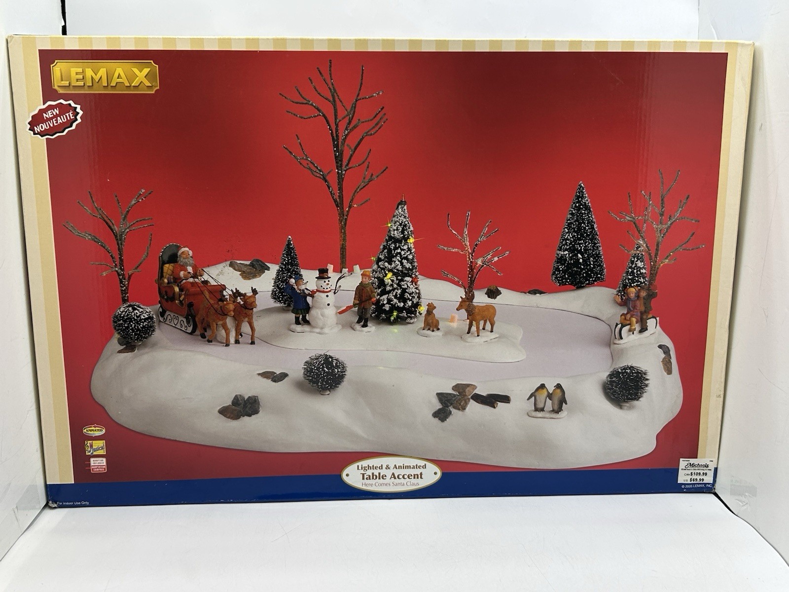 Lemax Village Collection Here Comes Santa Claus Lighted & ANIMATED Vintage