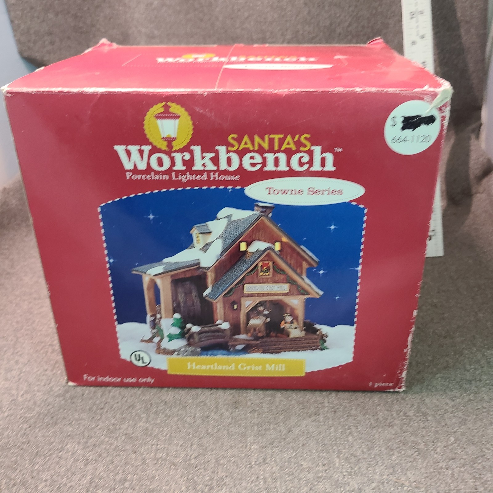 Santa’s Workbench Towne Series Heartland Grist Mill Porcelain Lighted House EUC