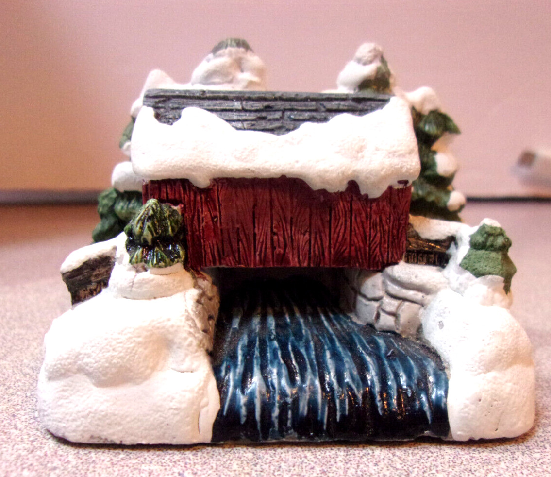 1989 RSVP American Rustic Series Hand Painted Covered Bridge w/Box Christmas Vtg