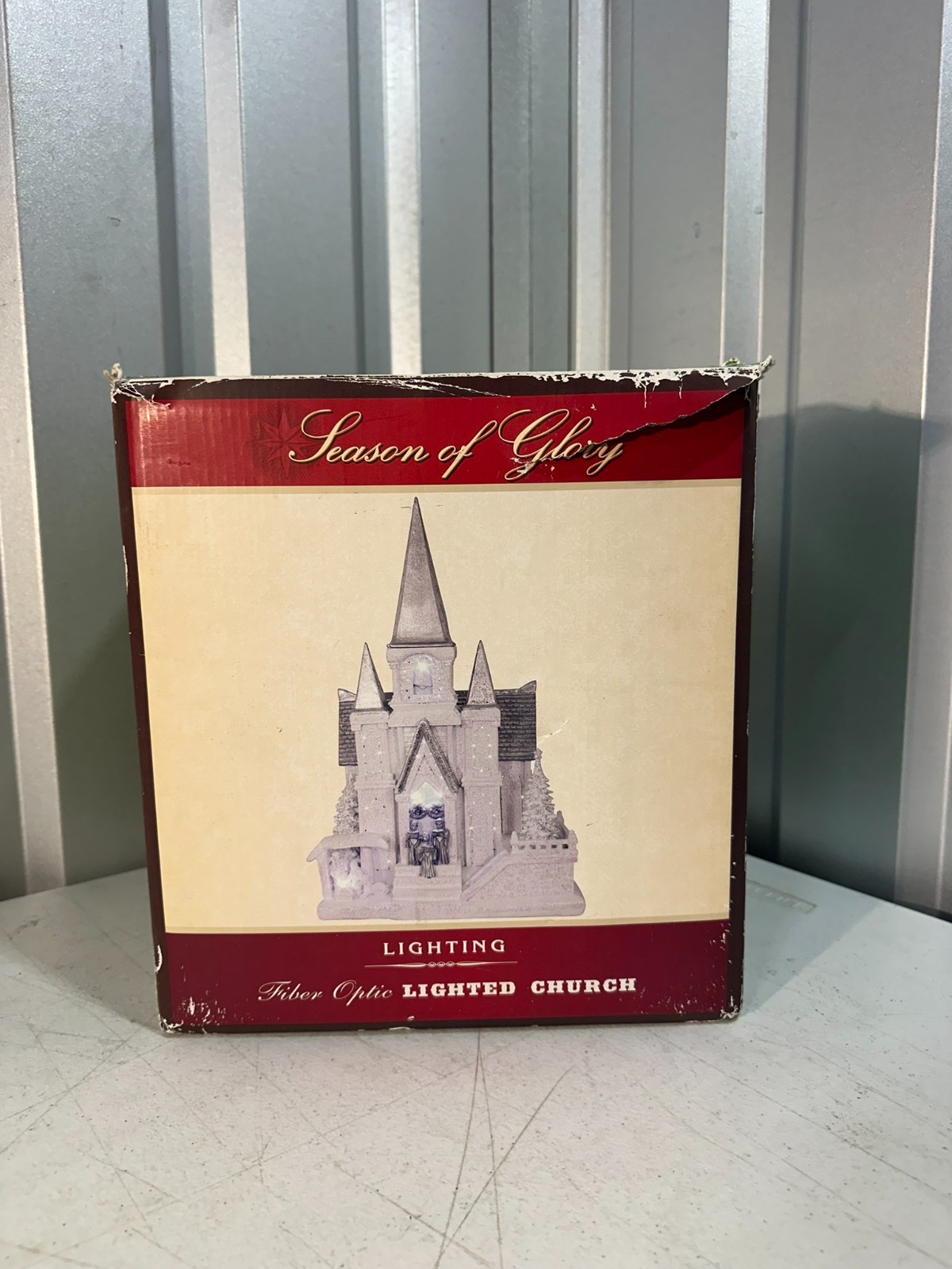 Season of Glory Fiber Optic Lighted Church Christmas Village Nativity Boxed