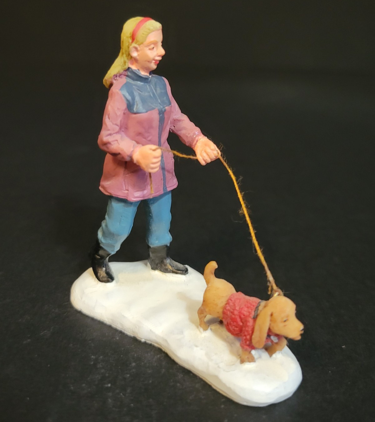 Lemax Christmas Village Town Strolling With Pooch 22568 Walking Puppy Dog REPAIR