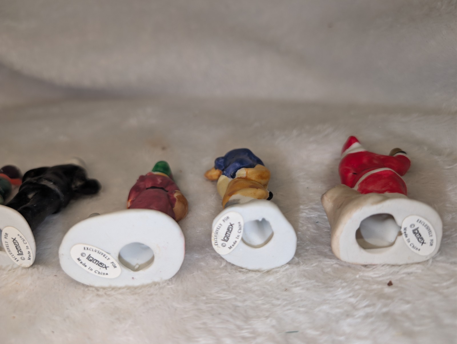 Lemax Christmas Figures Village Porcelain Santa Kids Snowman Priest Dog Lot of 6