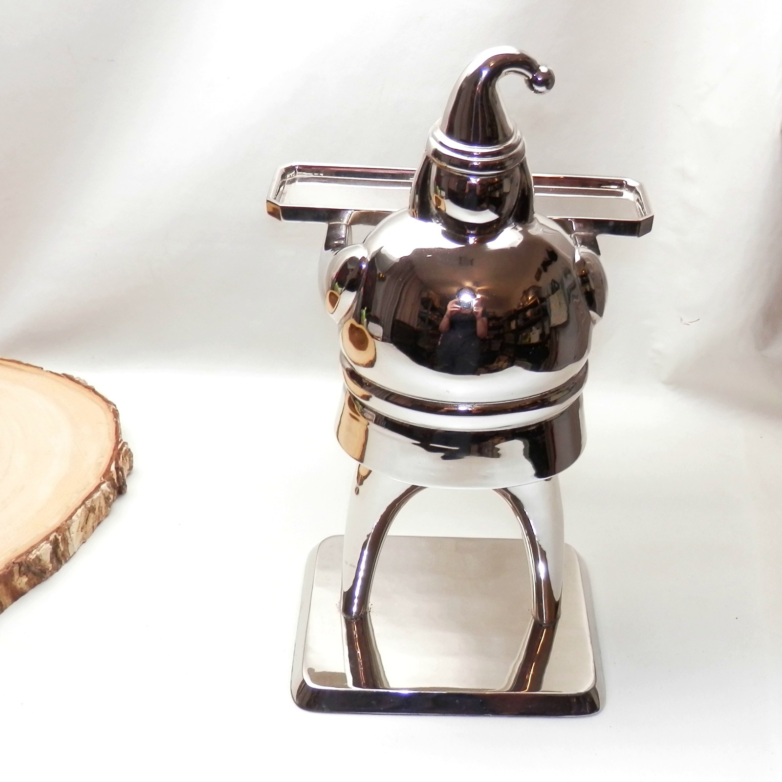 Silver Tone Santa Clause POTTERY BARN Cider House Christmas Tea Light Holder