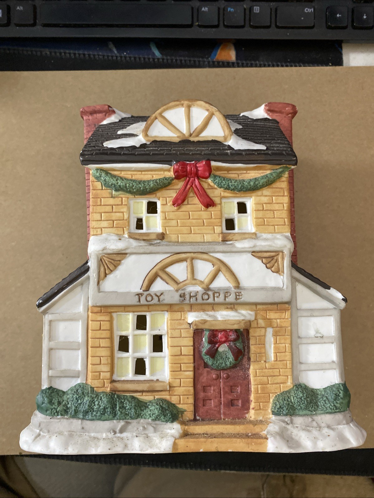 Vintage Christmas Village House The Toy Shoppe Holiday Town 7” Tall