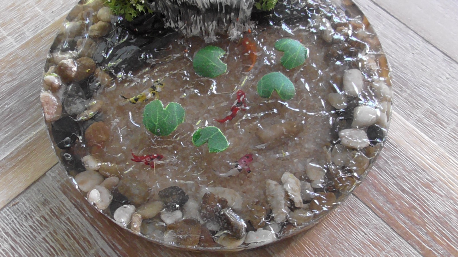 7″ Resin Waterfall Koi Pond for Seasonal Villages Dioramas Fairy Gardens #278