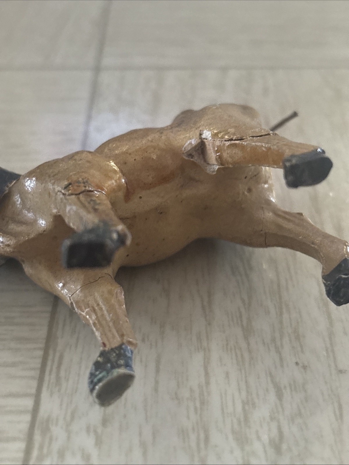 Antique German Composition Christmas Putz Stick Leg Cows Lot Of 2 1920s