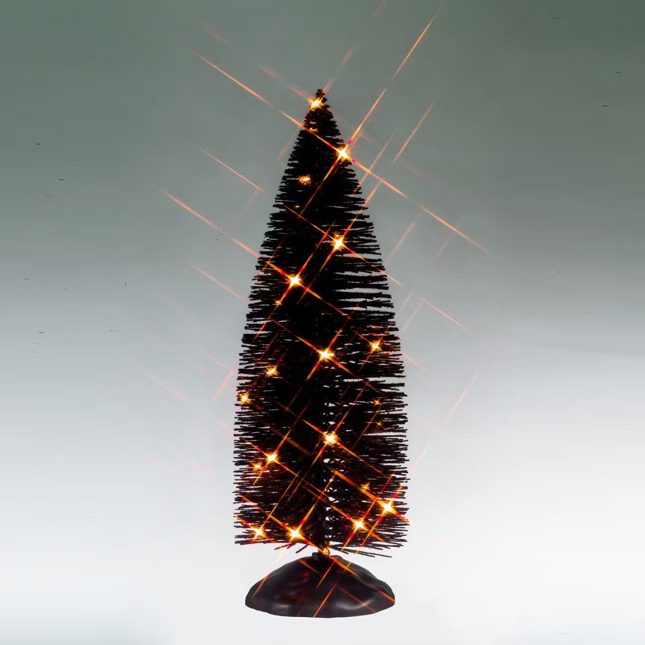 Lemax Spookytown Black Bristle Tree With Orange Lights 54518