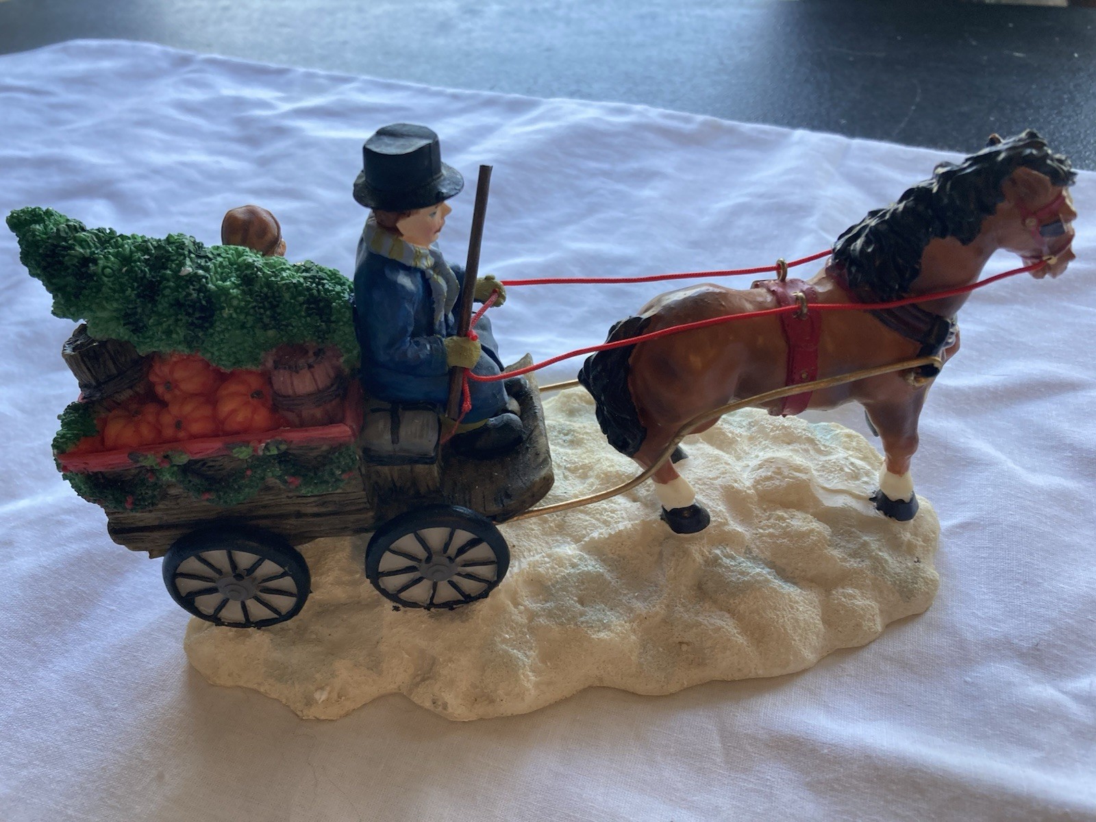 Trim A Home Village Scene Horse Carriage Christmas Tree Vintage Kmart Decoration