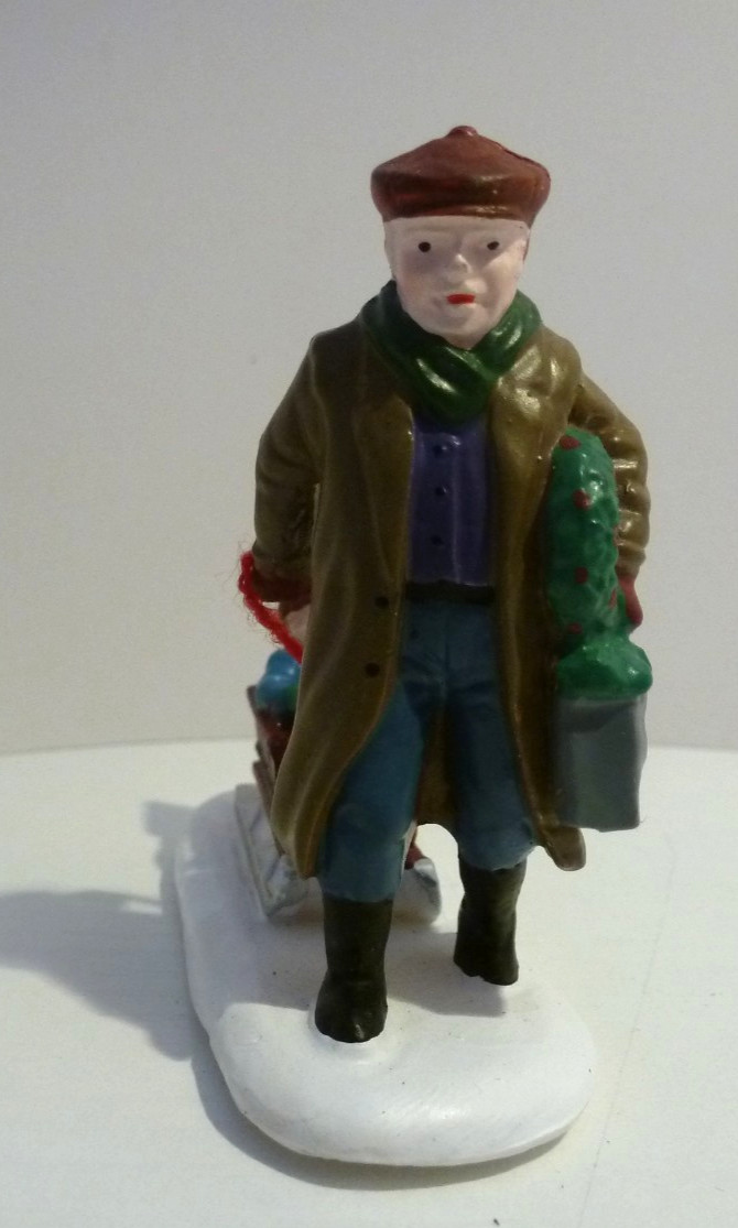 Dept.56 All Around The Park Accessory Dad Pulling Boy on Sled