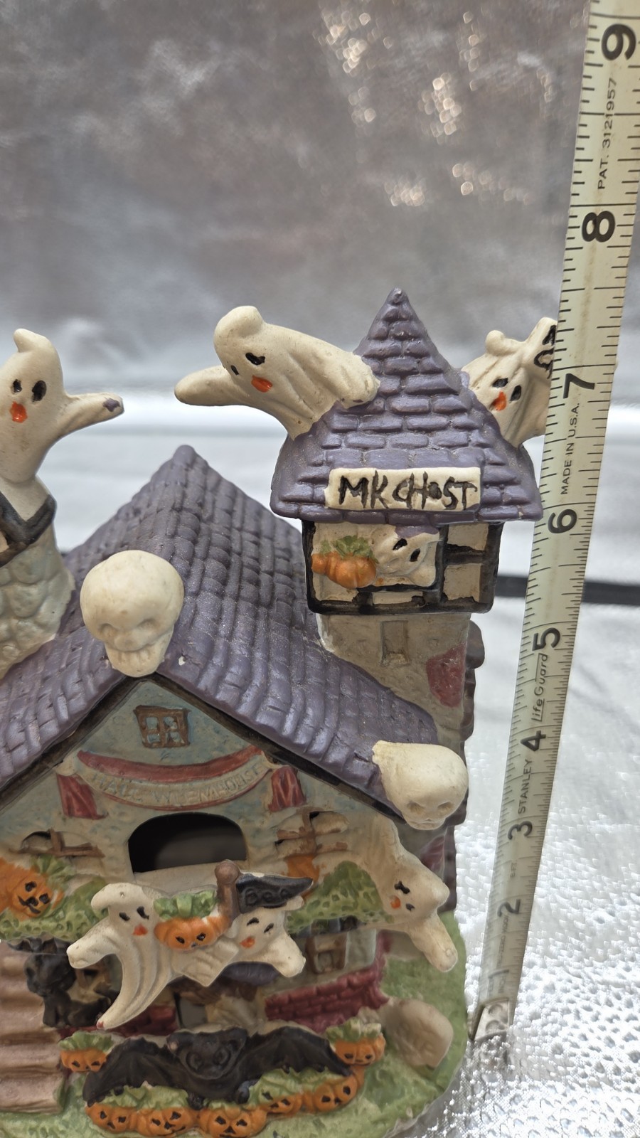 Vintage 1994 Caldor HAUNTED HAVEN LIGHTED PORCELAIN HALLOWEEN GHOST HOUSE