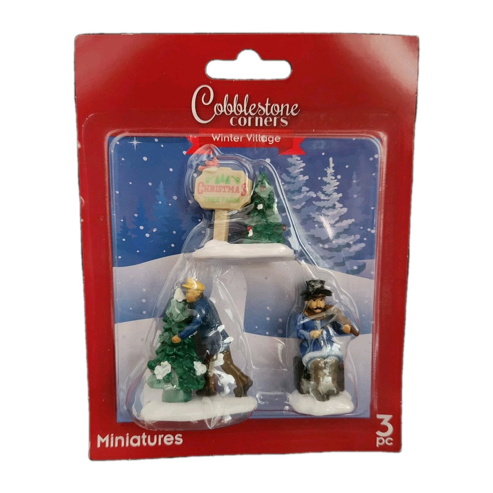 Cobblestone Corners Christmas Winter Village Miniatures Figure 3-pc Set