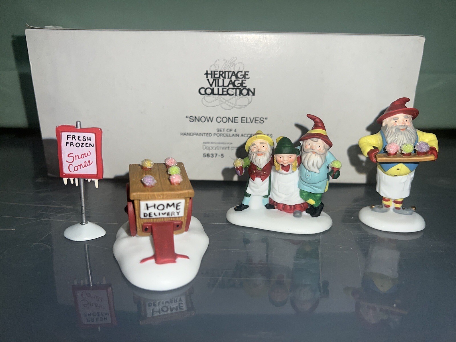Dept 56 North Pole Village Accessory – Snow Cone Elves #56375 – NEW