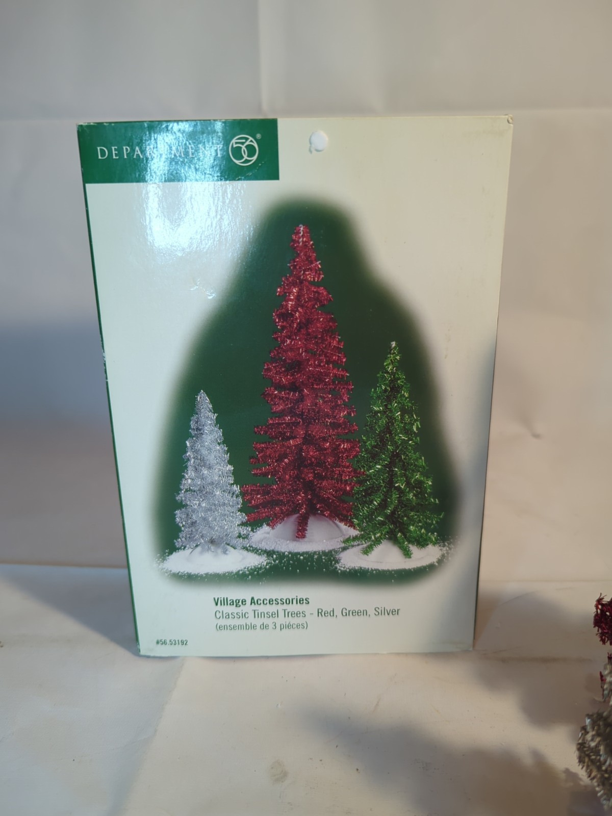 Dept 56 Classic Tinsel Trees Set of 3 Red Green & Silver #53192 C2