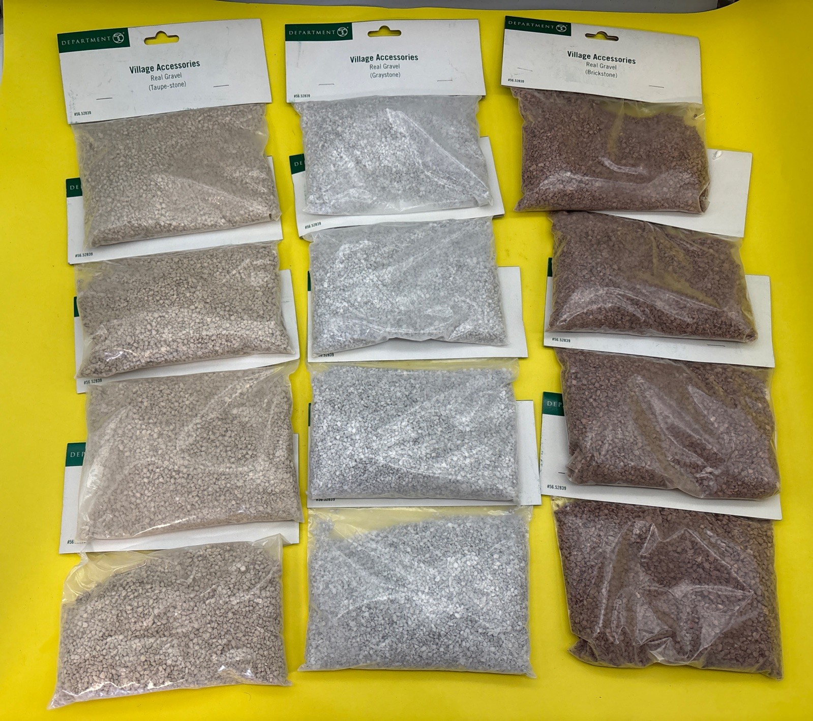 Lot of 12 Department 56 Village Accessories Real Gravel Rocks 3 Types 4 each NEW