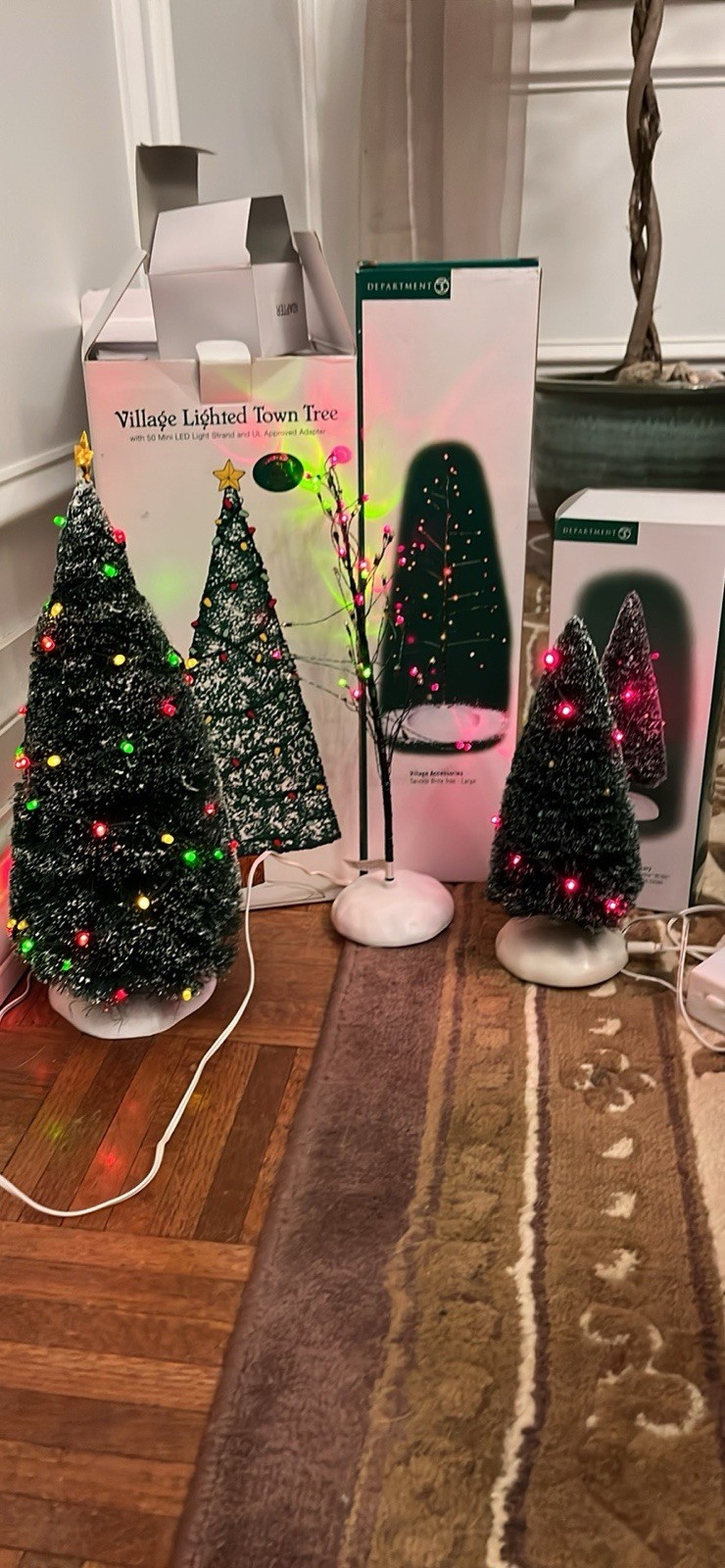 Lot Dept 56 Village Accessories Twinkle Bright Topiary Large Lighted Town Tree