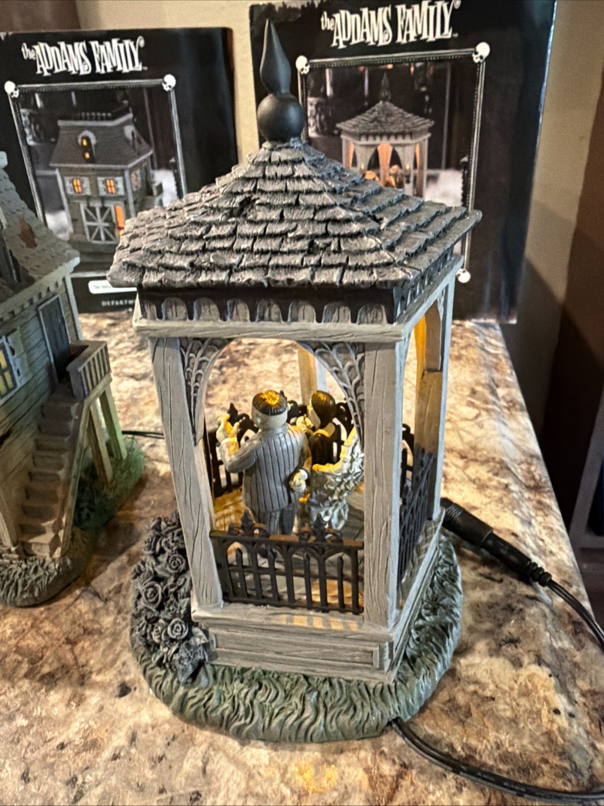 Lot Of 2 Dept 56 The Addams Family Carriage House/Gazebo At Moonlight VG! READ👇