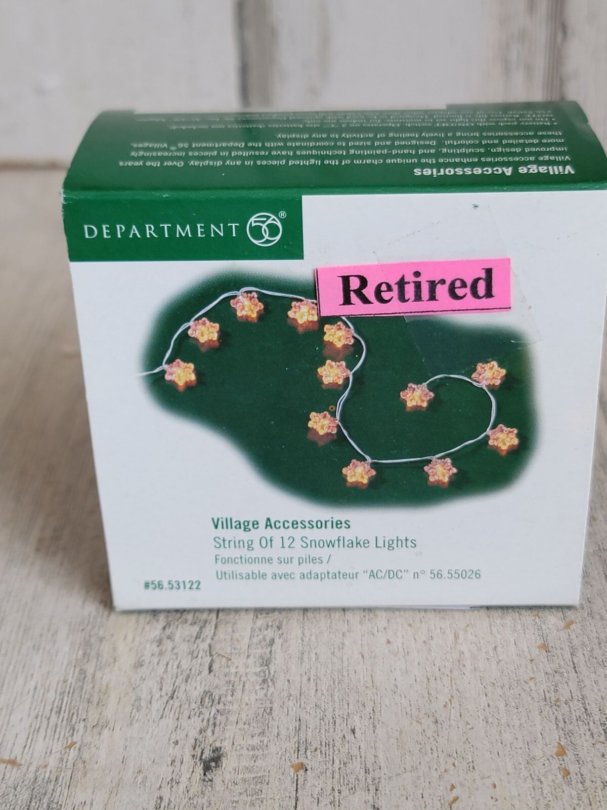 Dept 56 53122 String of 12 snowflakes Lights village accessory xmas