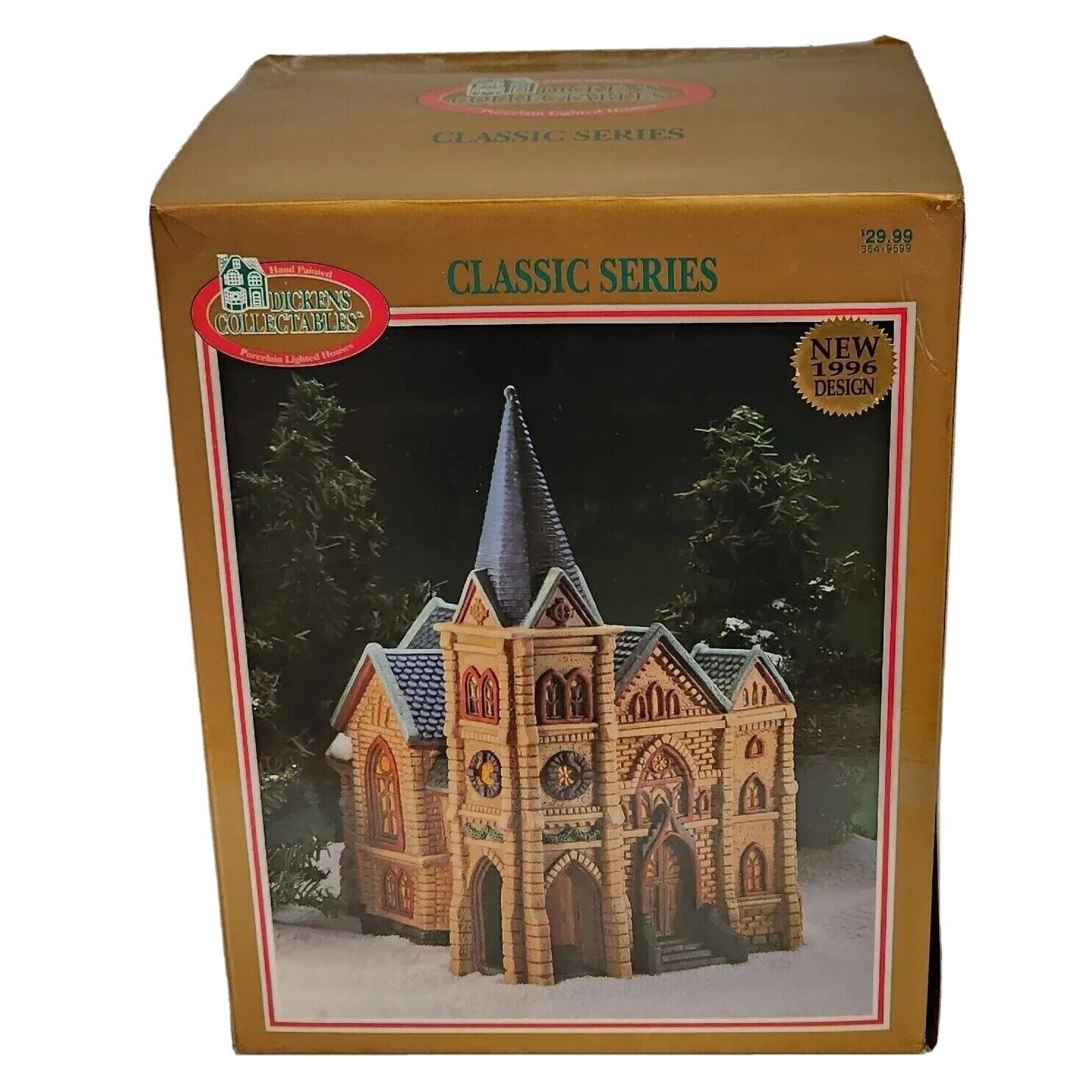 Dickens Collectables 1996 Classic Series Lighted Cathedral Church VTG BOXED