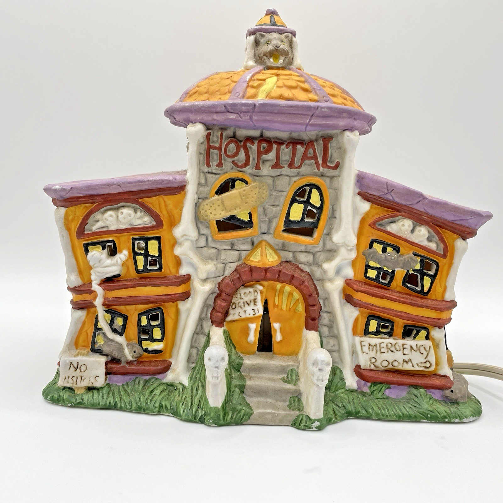 Porcelain Halloween Haunted Hospital Lighted Works