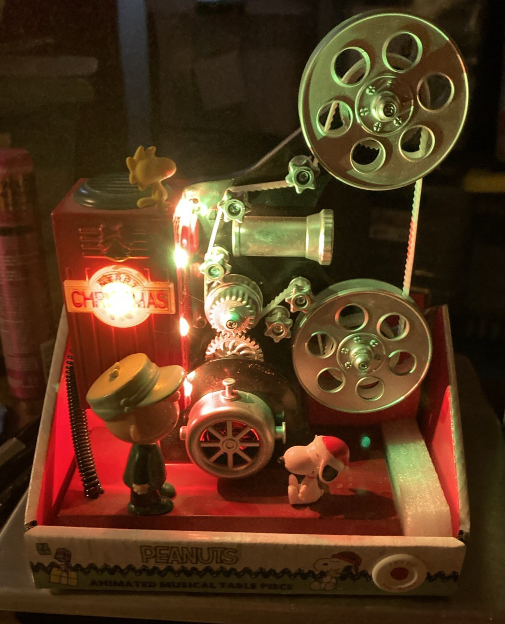 Peanuts Animated Musical Table Piece Christmas Film Projector