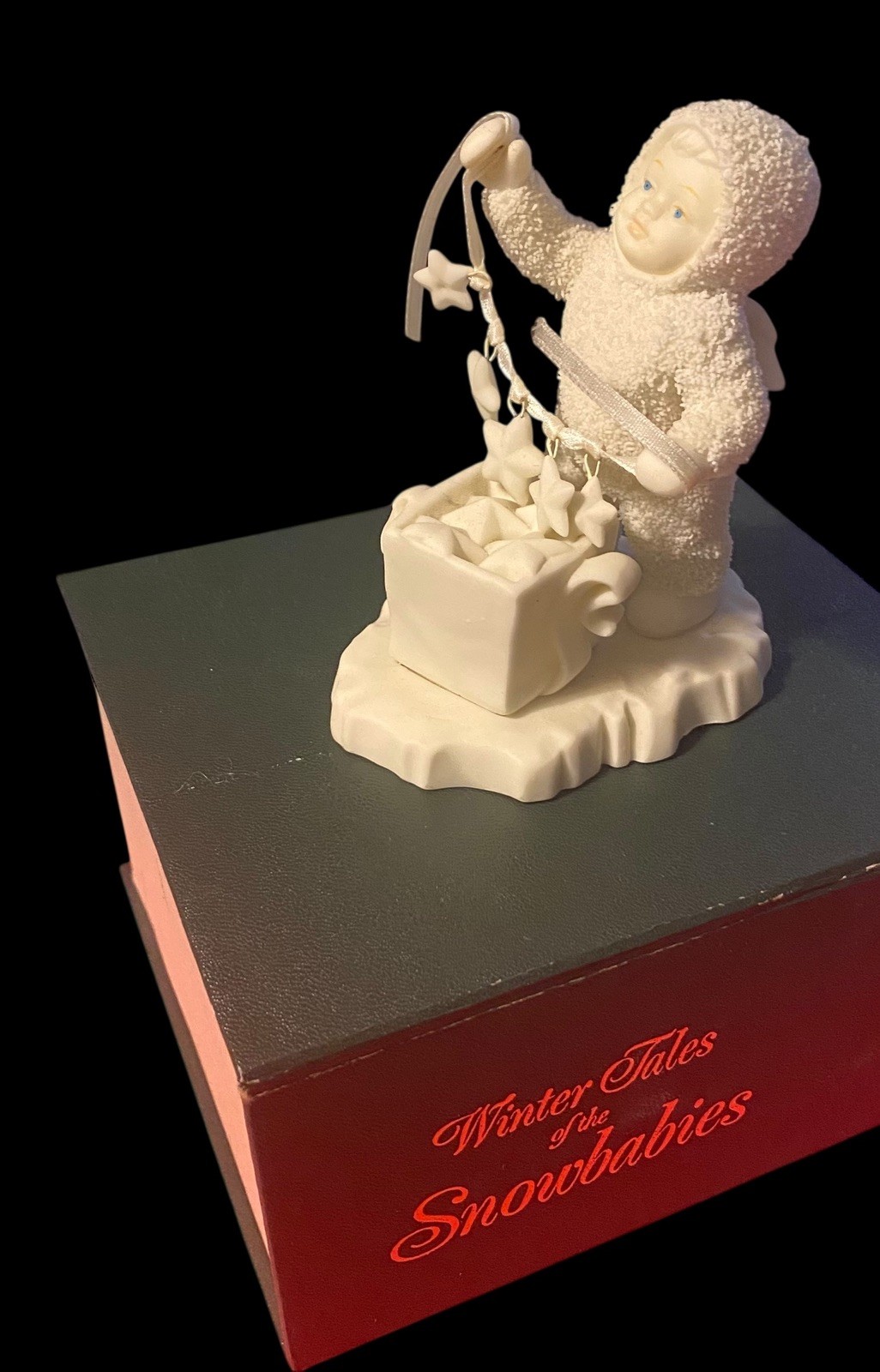 Dept 56 Snow Babies Stringing Fallen Stars Figurine Made In Taiwan In Box