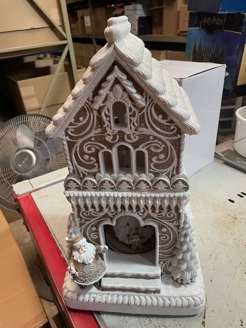 Roman Lighted Musical Gingerbread House w/Rotating Christmas Tree #136276