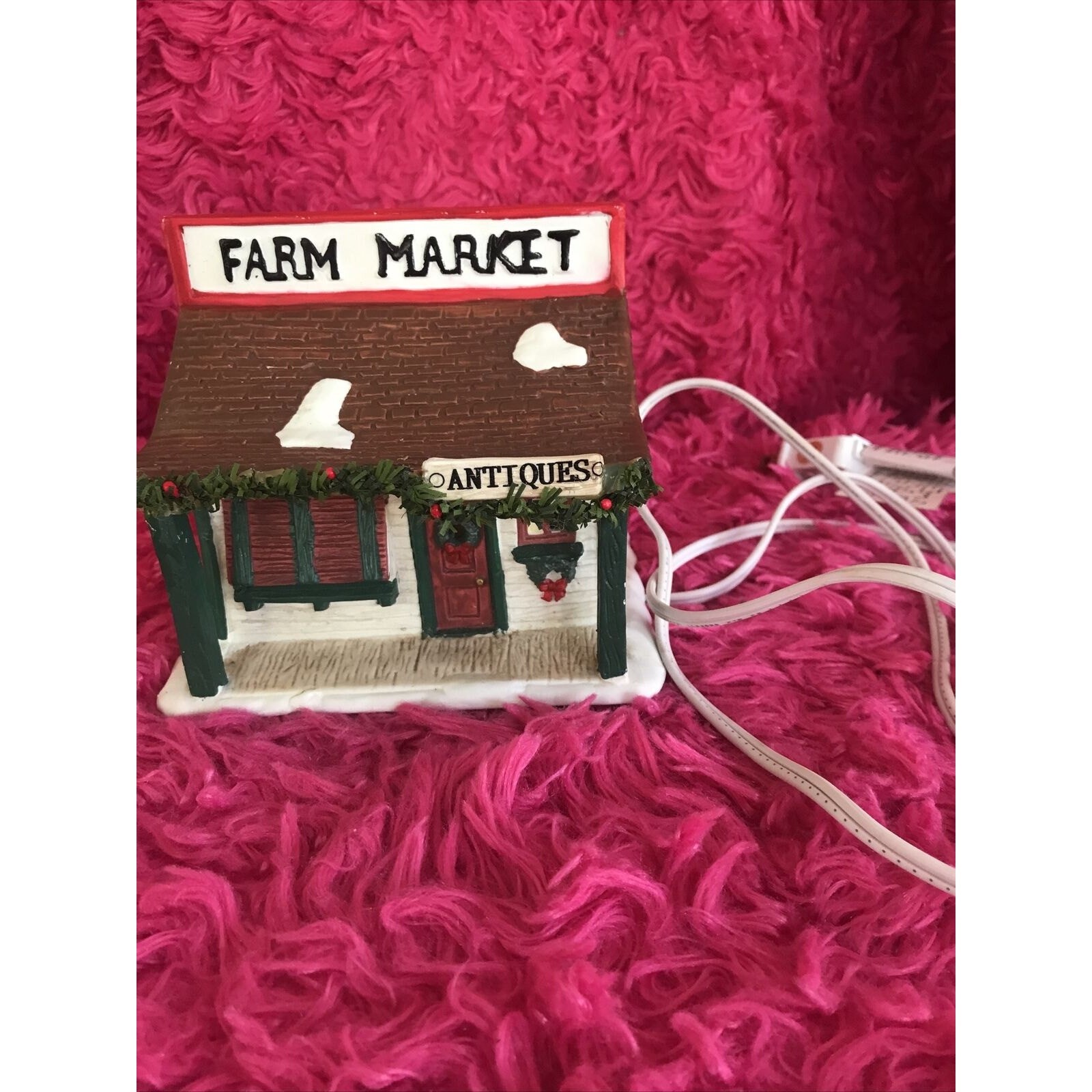 ￼￼Vtg Seasonal Specialties￼ Lighted Farm￼ Market Christmas Village￼ 1993 Tested