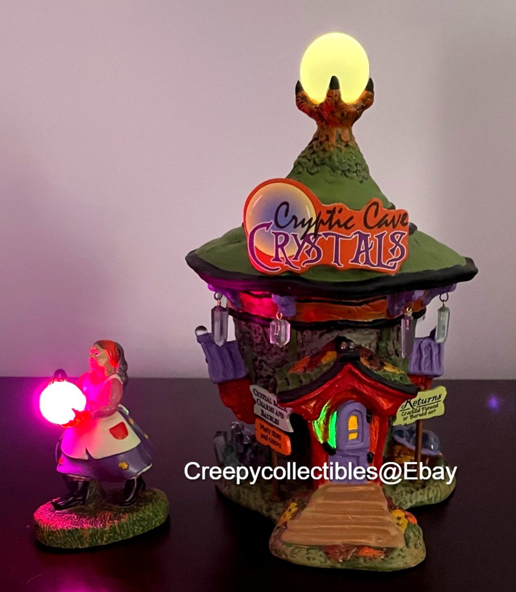 Dept 56 Halloween Cryptic Cave Crystals sold w/ Cave Mystic, NIB Lit Collectible