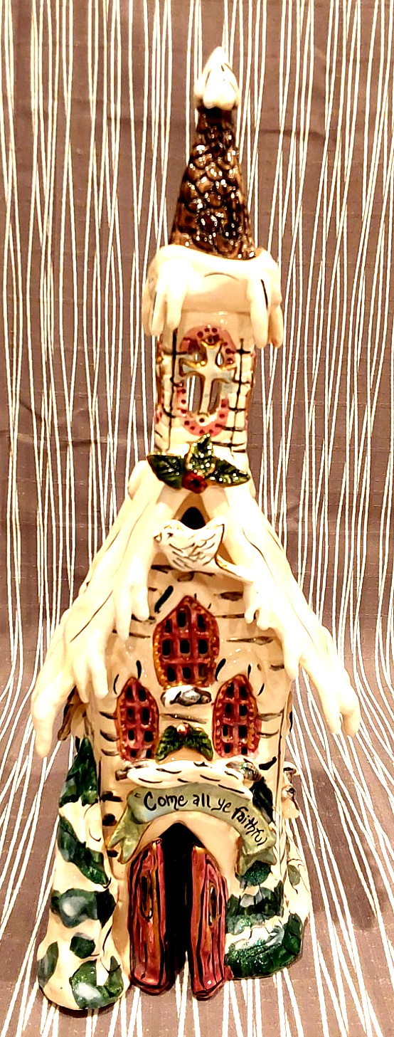 2002 Blue Sky Heather Goldmine Come All Ye Faithful Church Tea light Base 13.5″