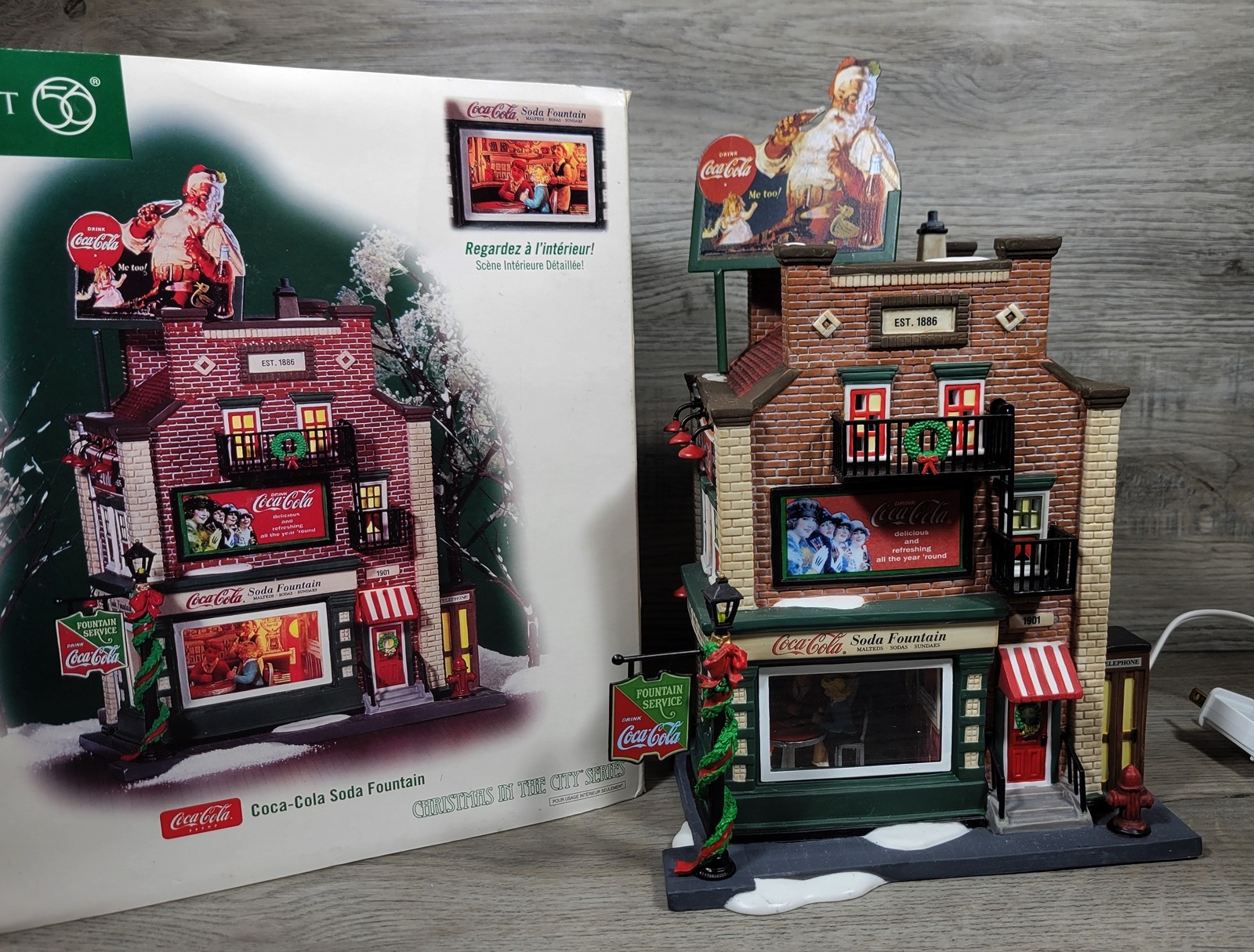 Department 56 Christmas In the City Coca-Cola Soda Fountain – Complete -59221