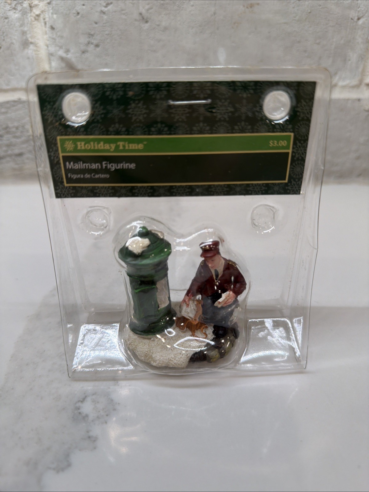 HOLIDAY TIME Mailman at Box Figurine Christmas Village Accessory INV291
