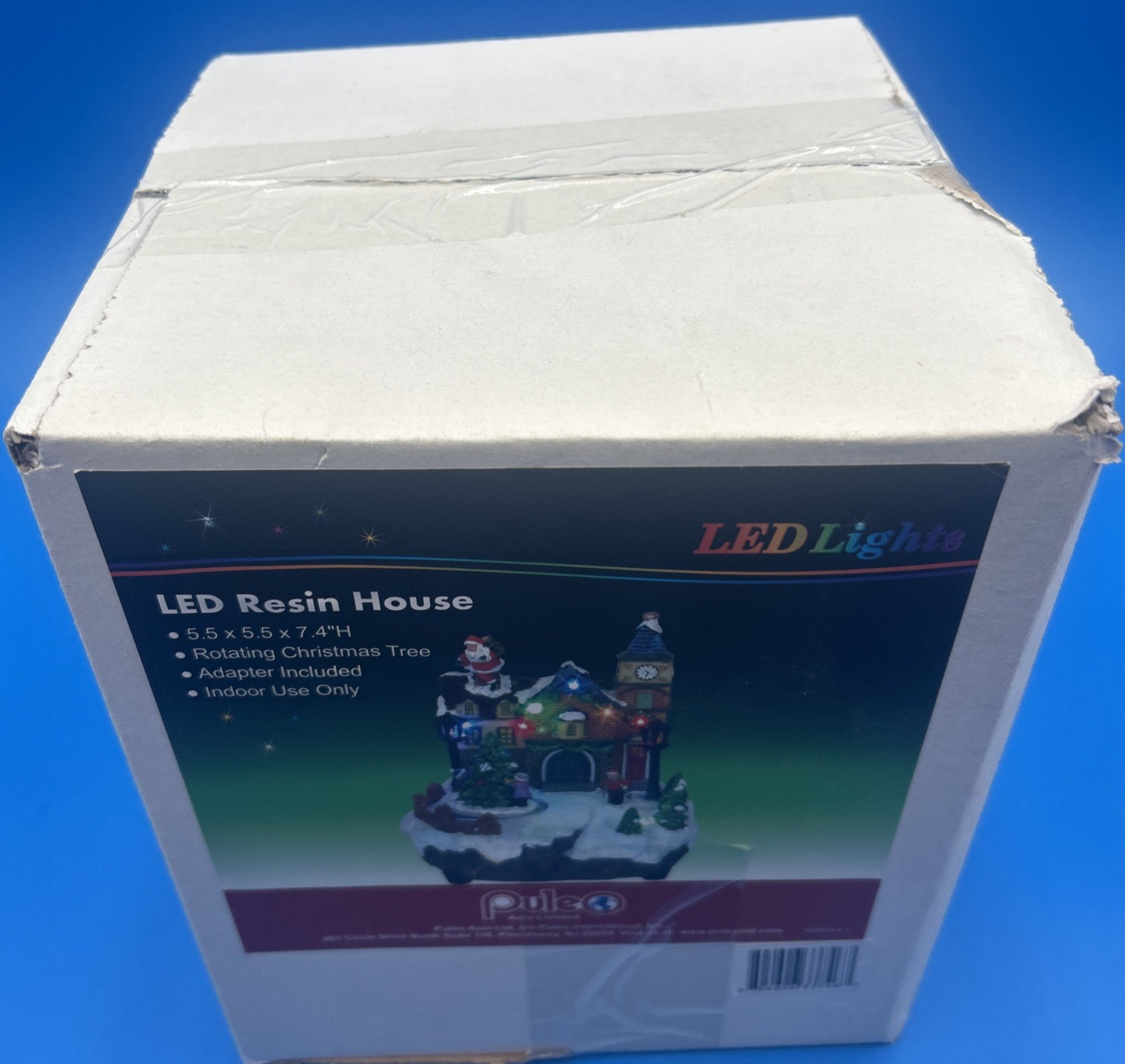 Puleo LED Resin House Christmas with Rotating Christmas Tree 5.5×5.5×7.4″H RARE
