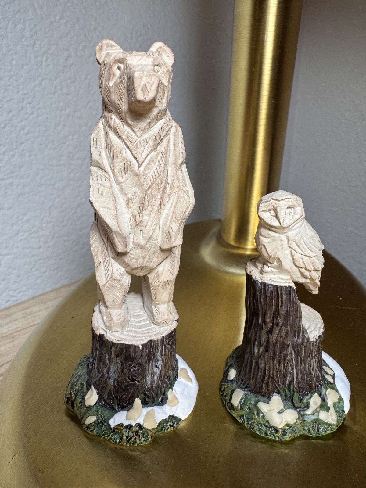 RARE Department 56 Village Accessories – WOODLAND CARVINGS, BEAR AND OWL