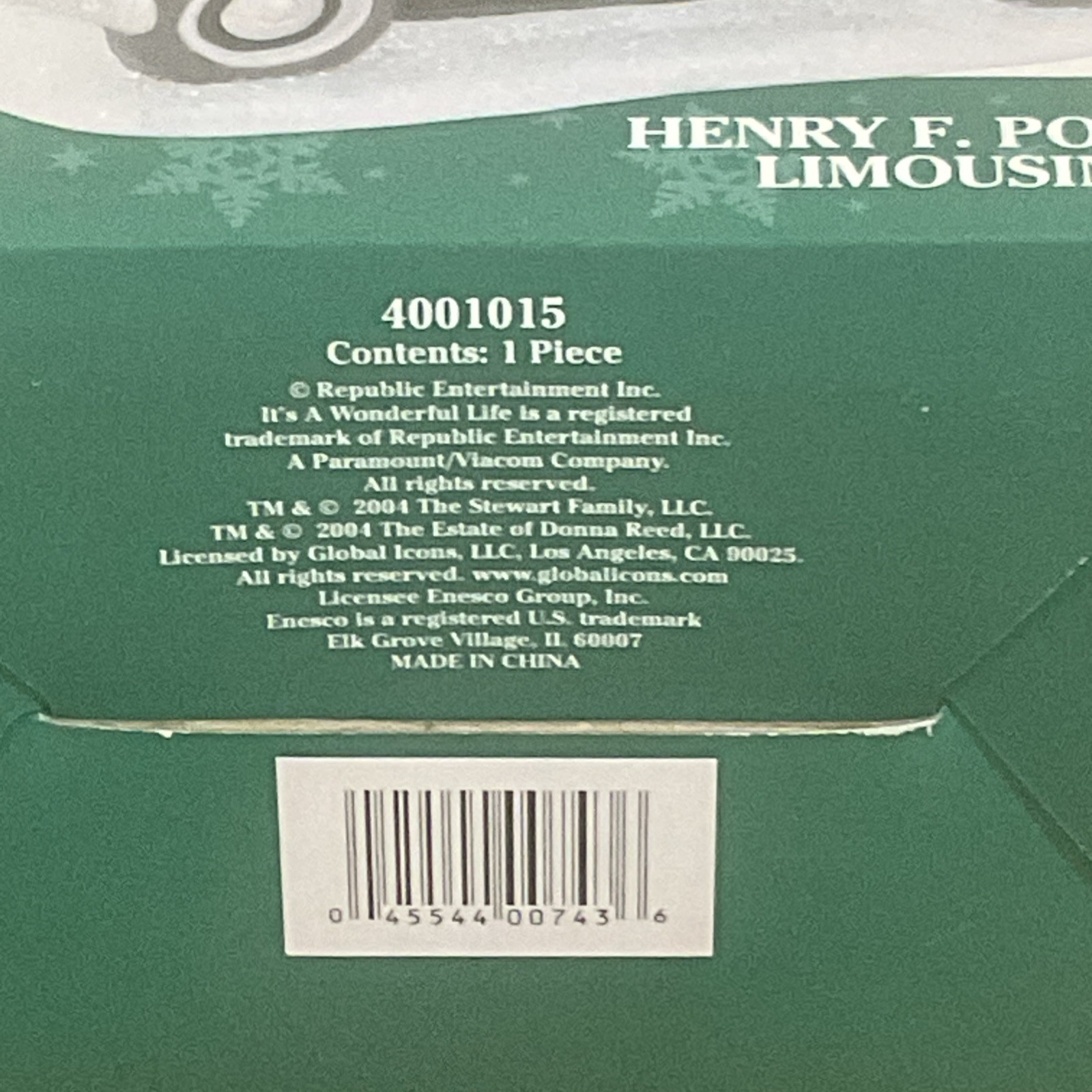 It’s A Wonderful Life Enesco 2004 HENRY F. POTTER Limousine Misprint RARE NIB